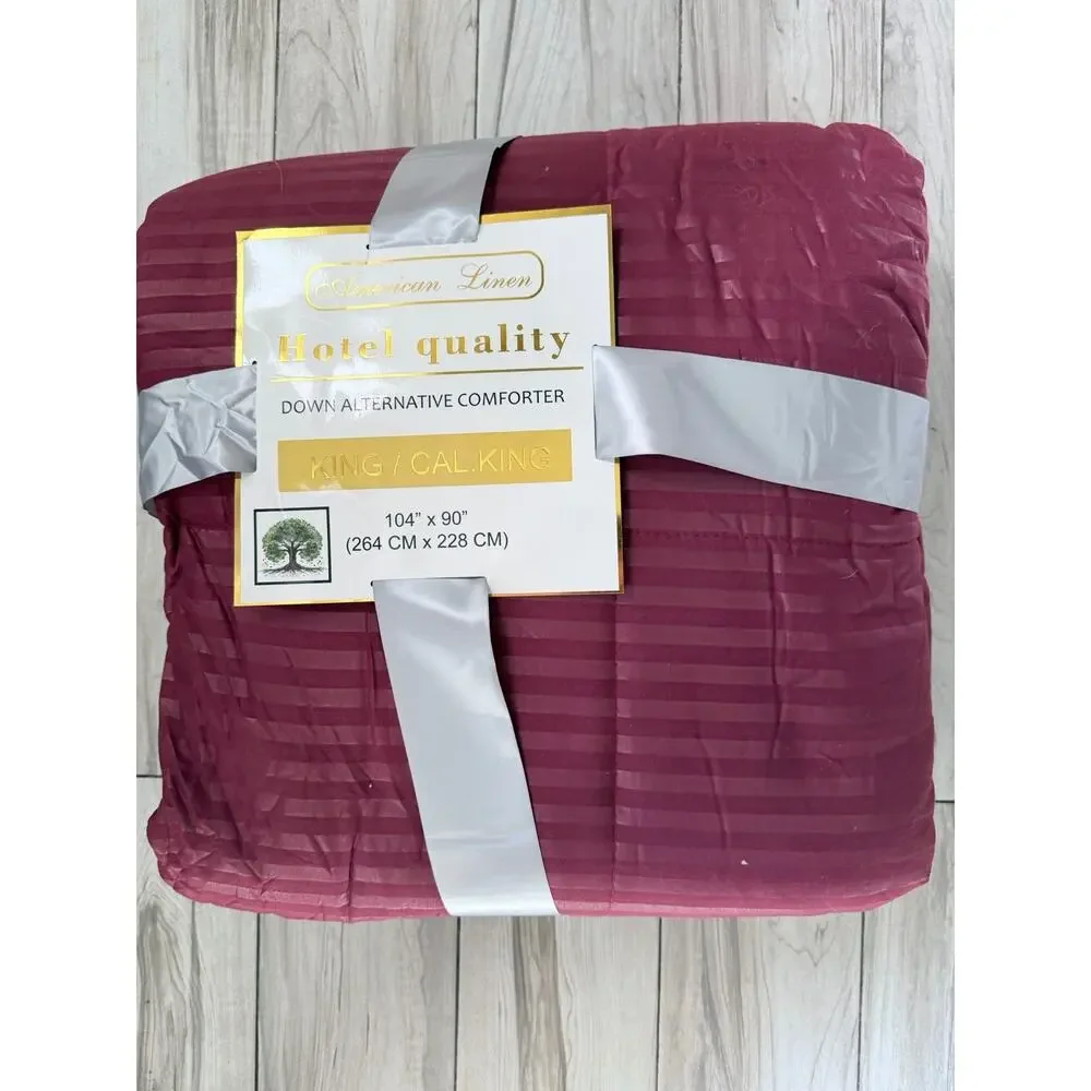 Hotel Quality Down Alternative 100% Cotton Cal King/king Comforter Burgundy New